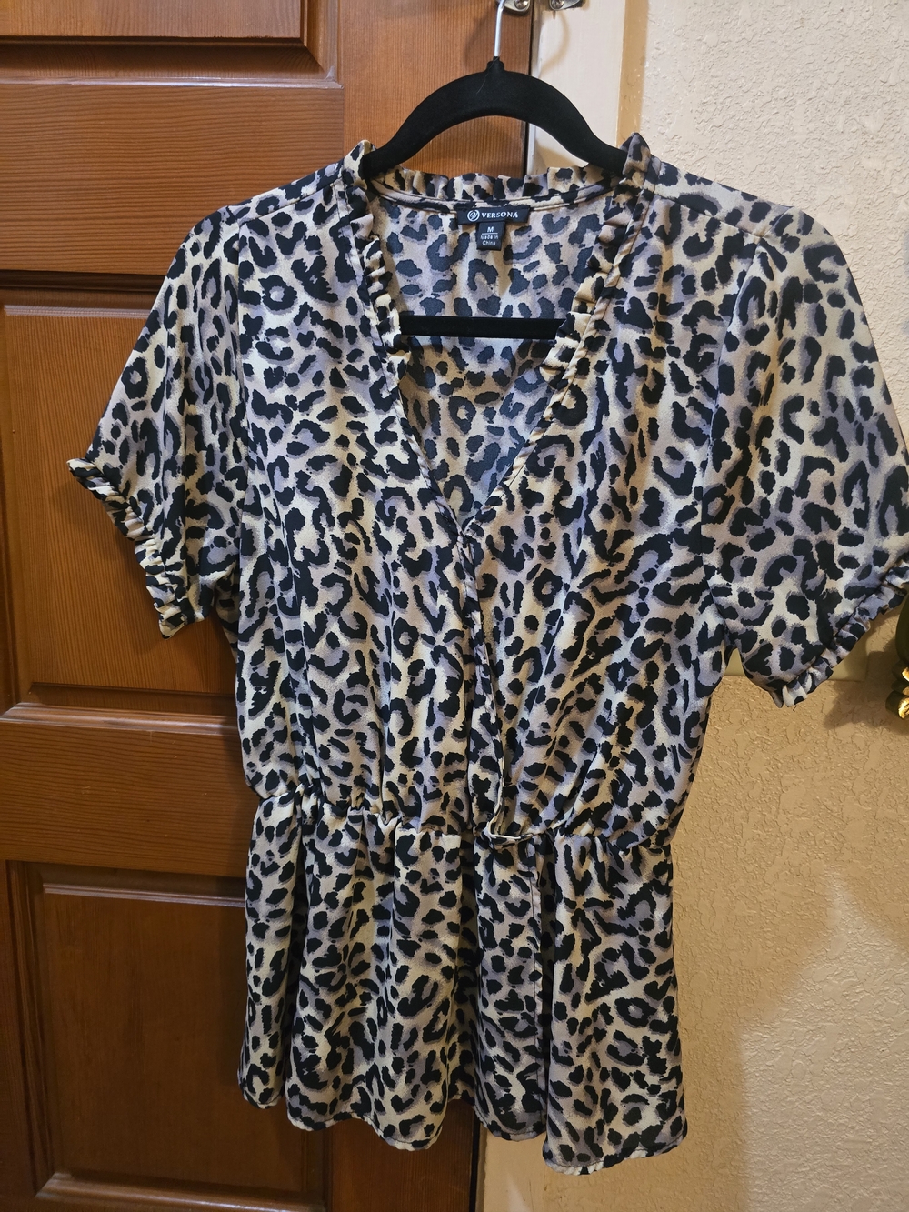 Vero Moda Beige and Black Leopard Midi Dress